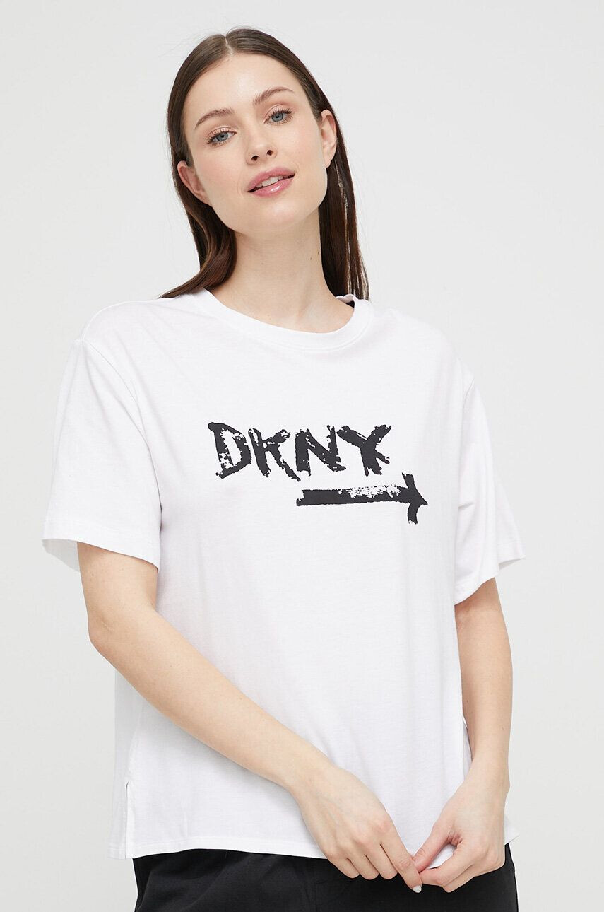 DKNY Горнище на пижама с къси ръкави в бяло - Pepit.bg