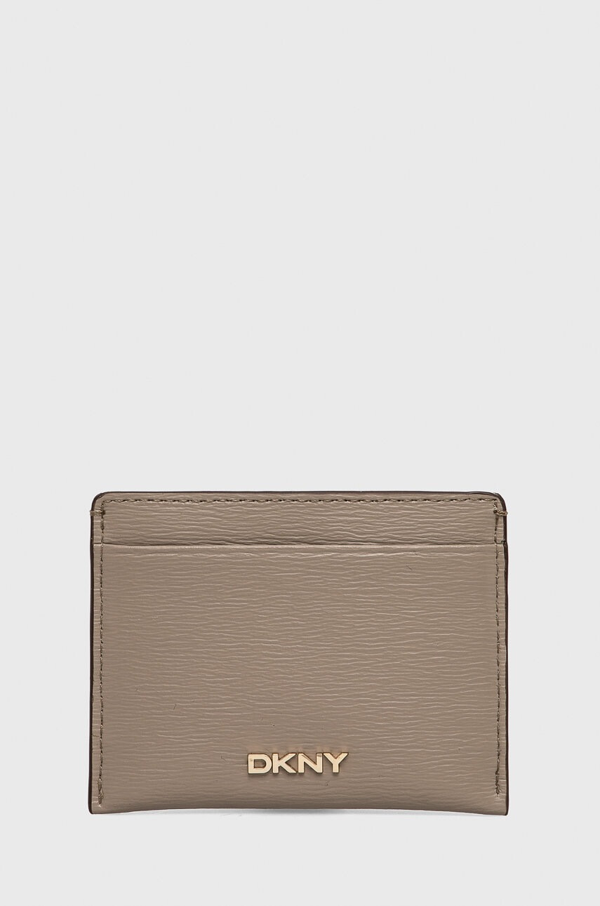 DKNY Кожен калъф за карти дамски в бежово - Pepit.bg