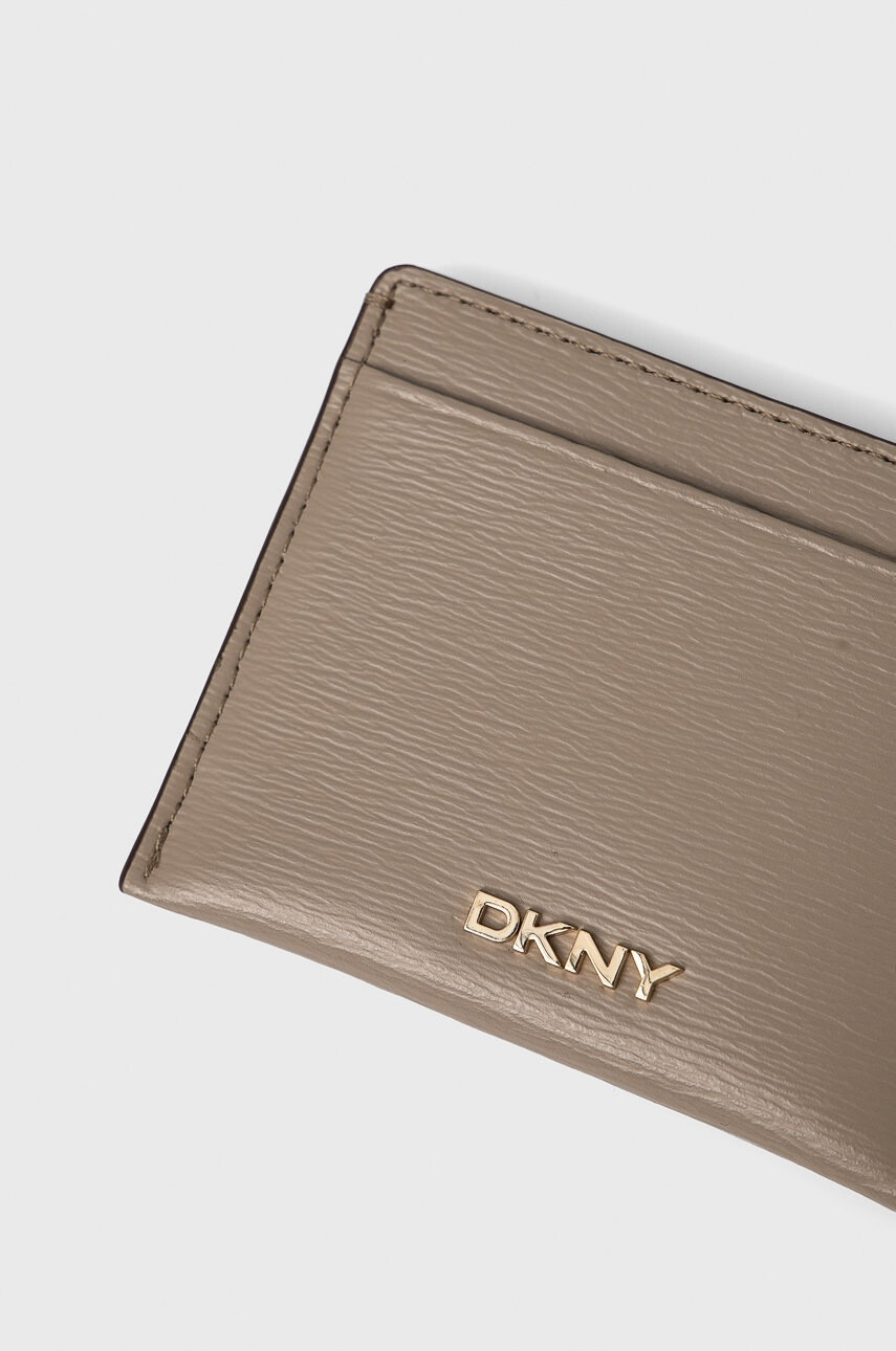 DKNY Кожен калъф за карти дамски в бежово - Pepit.bg