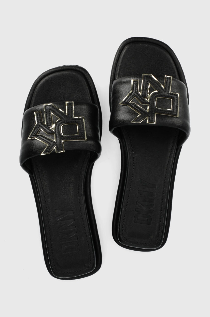 DKNY Кожени чехли Toures дамски в черно с платформа - Pepit.bg