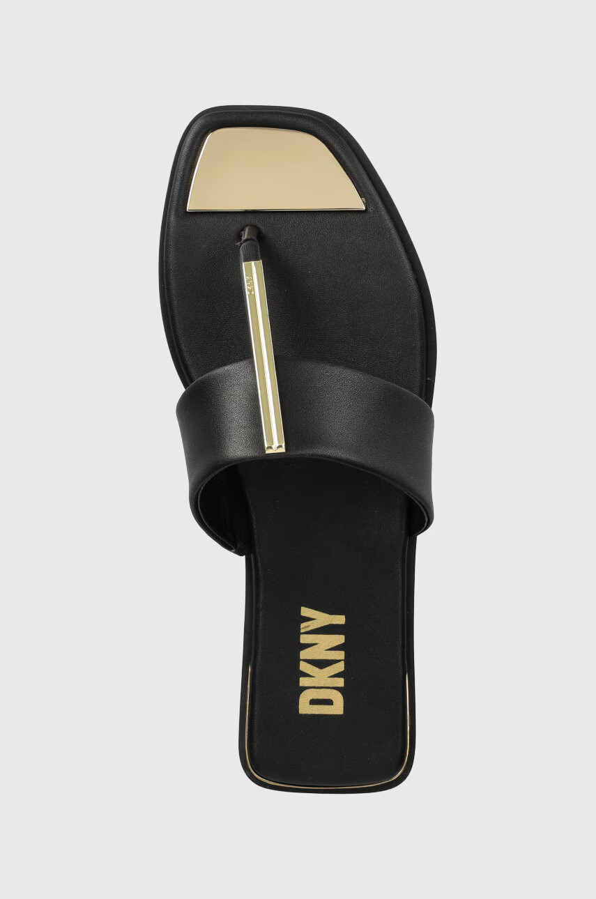 DKNY Кожени джапанки DEJA в черно с равна подметка K4259021 - Pepit.bg
