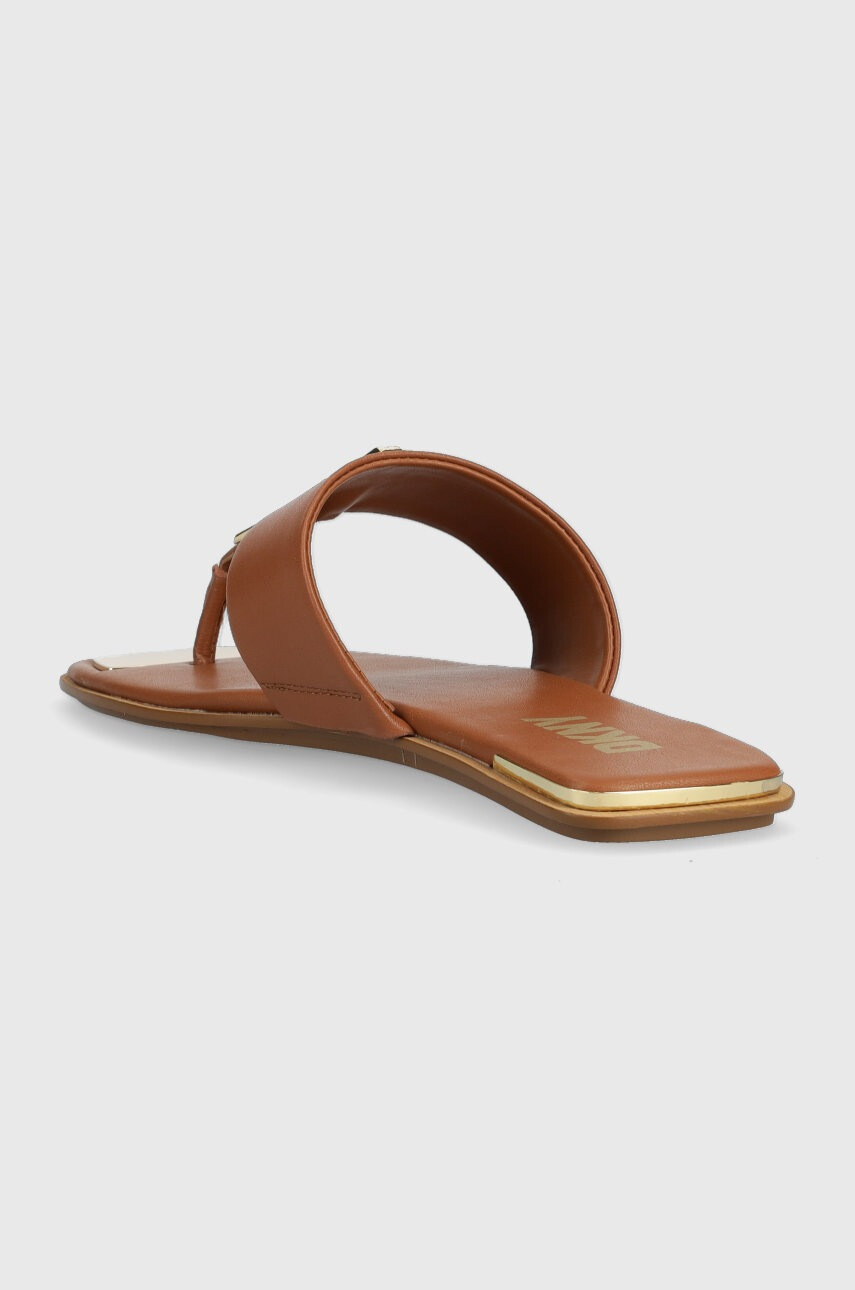 DKNY Кожени джапанки DEJA в кафяво с равна подметка K4259021 - Pepit.bg