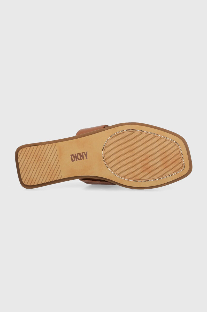DKNY Кожени джапанки DEJA в кафяво с равна подметка K4259021 - Pepit.bg