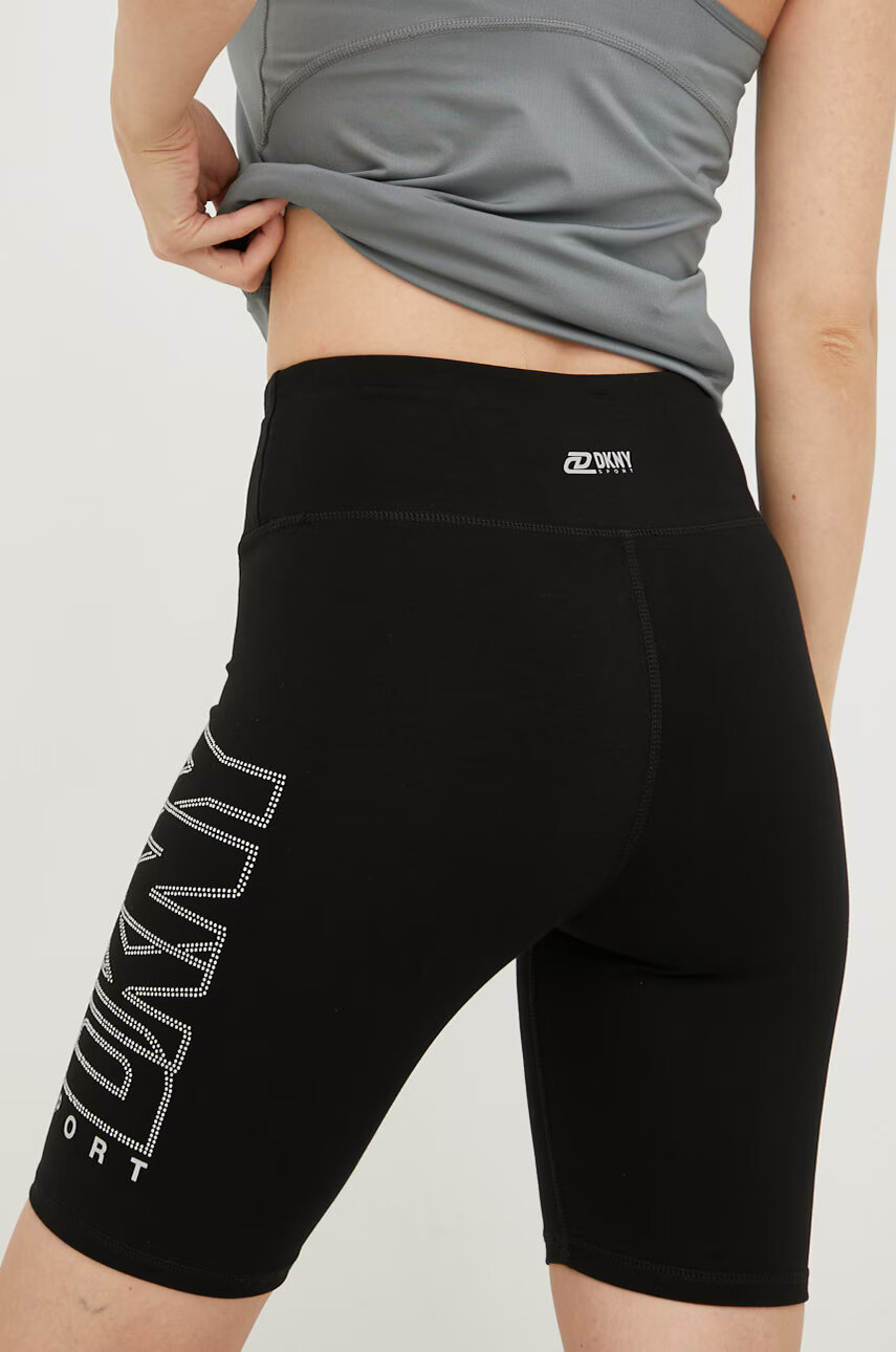 DKNY Къси панталони в черно с апликация с висока талия - Pepit.bg