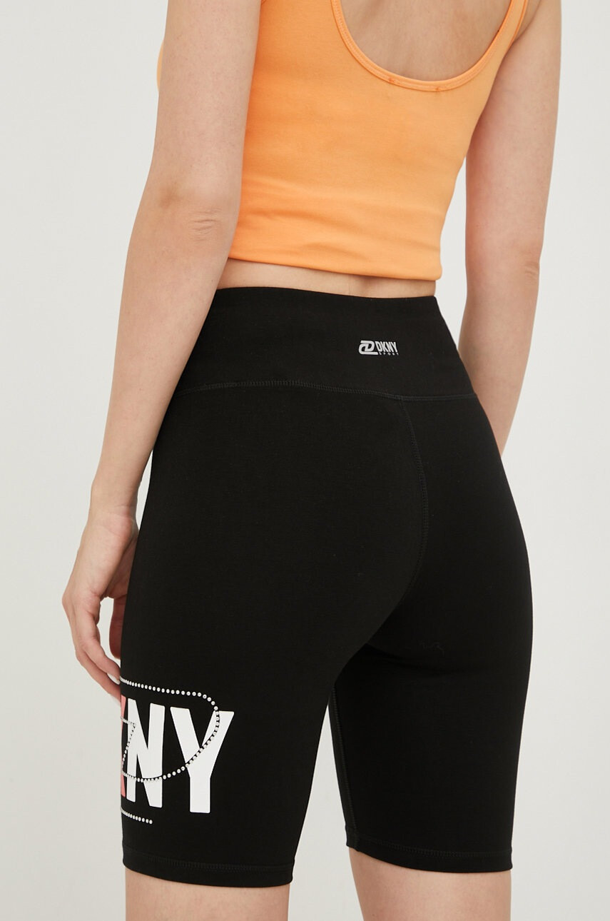 DKNY Къси панталони в черно с апликация с висока талия - Pepit.bg