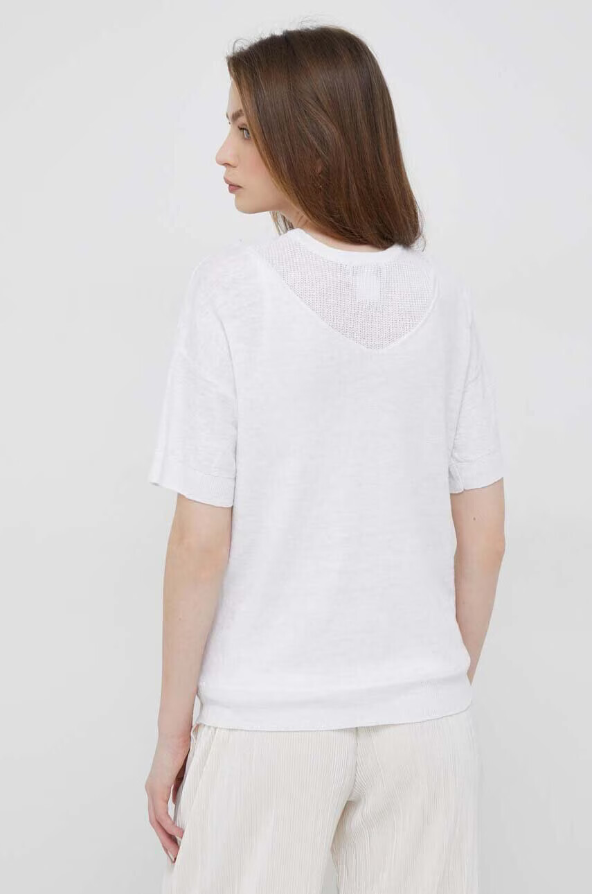 DKNY Ленен пуловер в бяло от лека материя - Pepit.bg