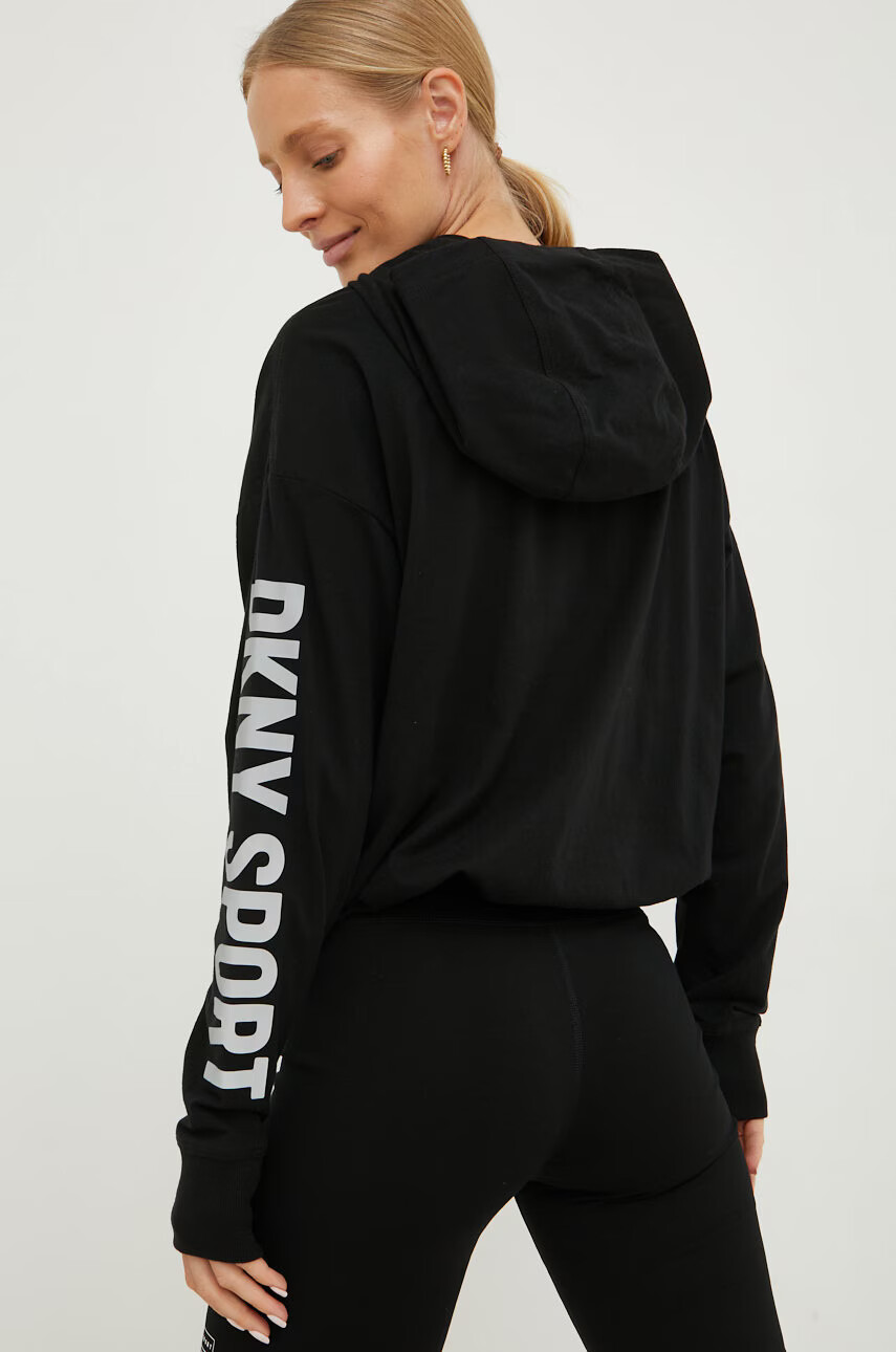DKNY Памучен суичър в черно с принт - Pepit.bg