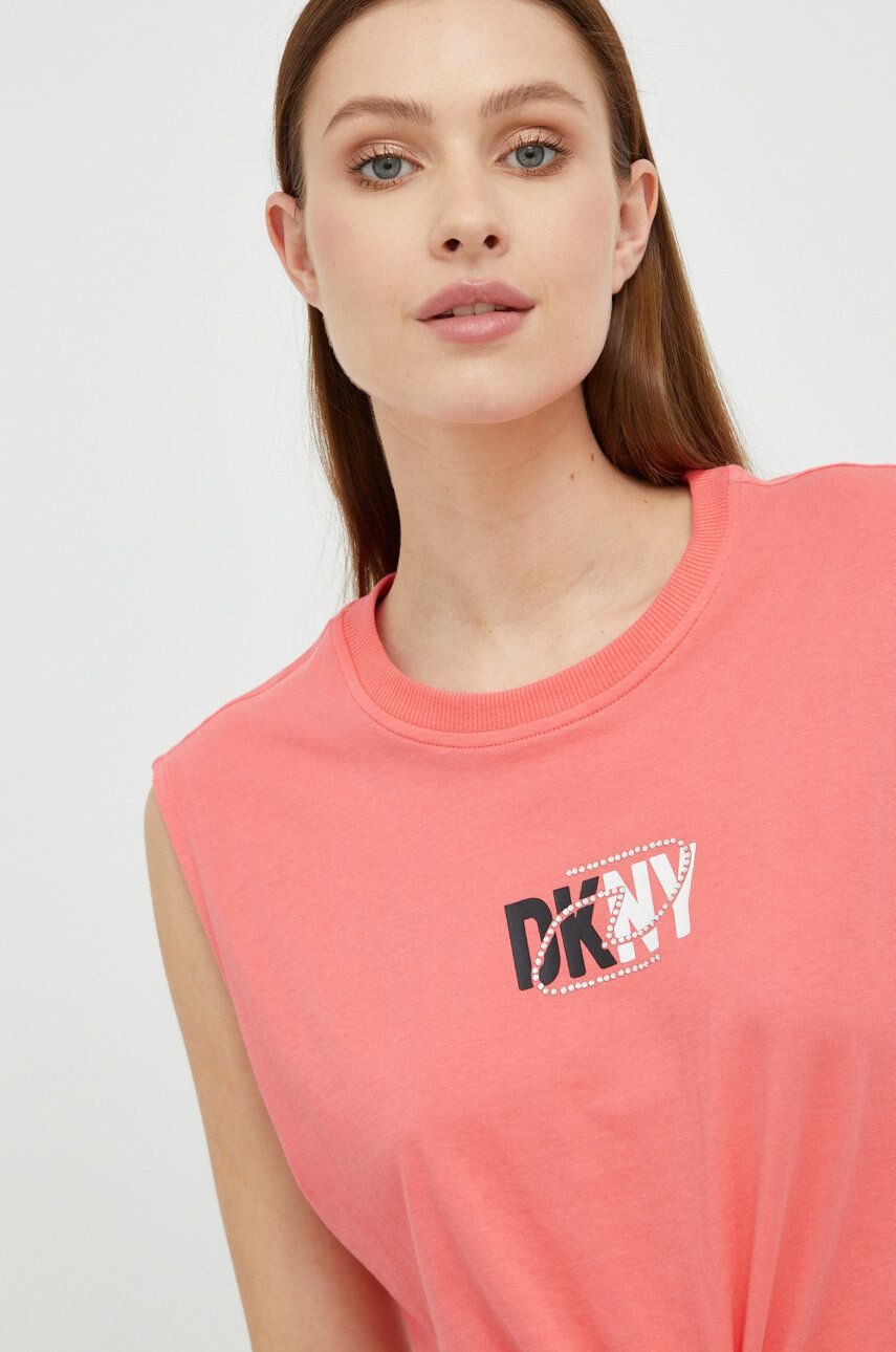 DKNY Памучен топ в розово - Pepit.bg