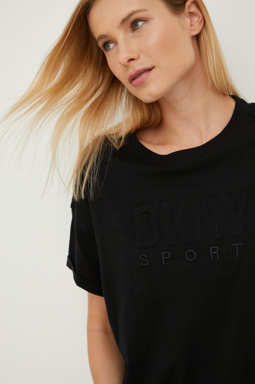 DKNY Памучна тениска в черно - Pepit.bg