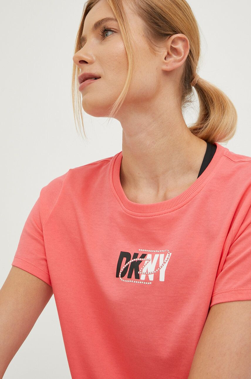 DKNY Памучна тениска в розово - Pepit.bg