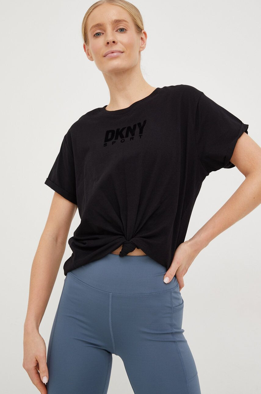 DKNY Памучна тениска в черно - Pepit.bg