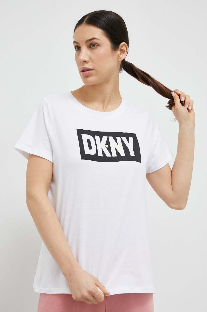 DKNY Памучна тениска в бяло - Pepit.bg