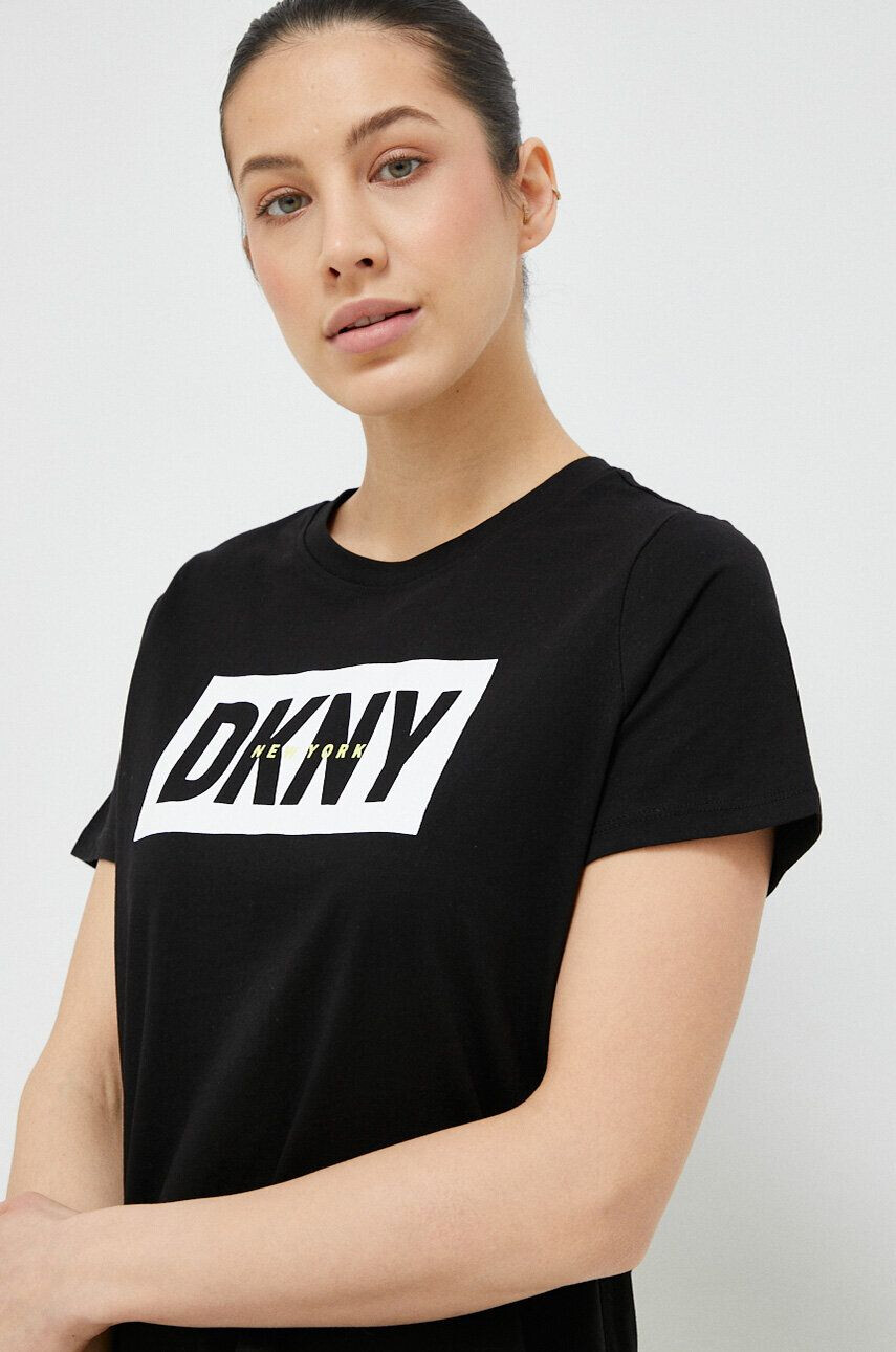 DKNY Памучна тениска в черно - Pepit.bg