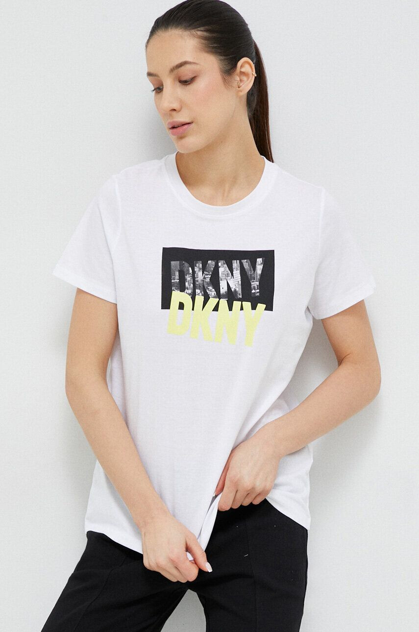 DKNY Памучна тениска в бяло - Pepit.bg