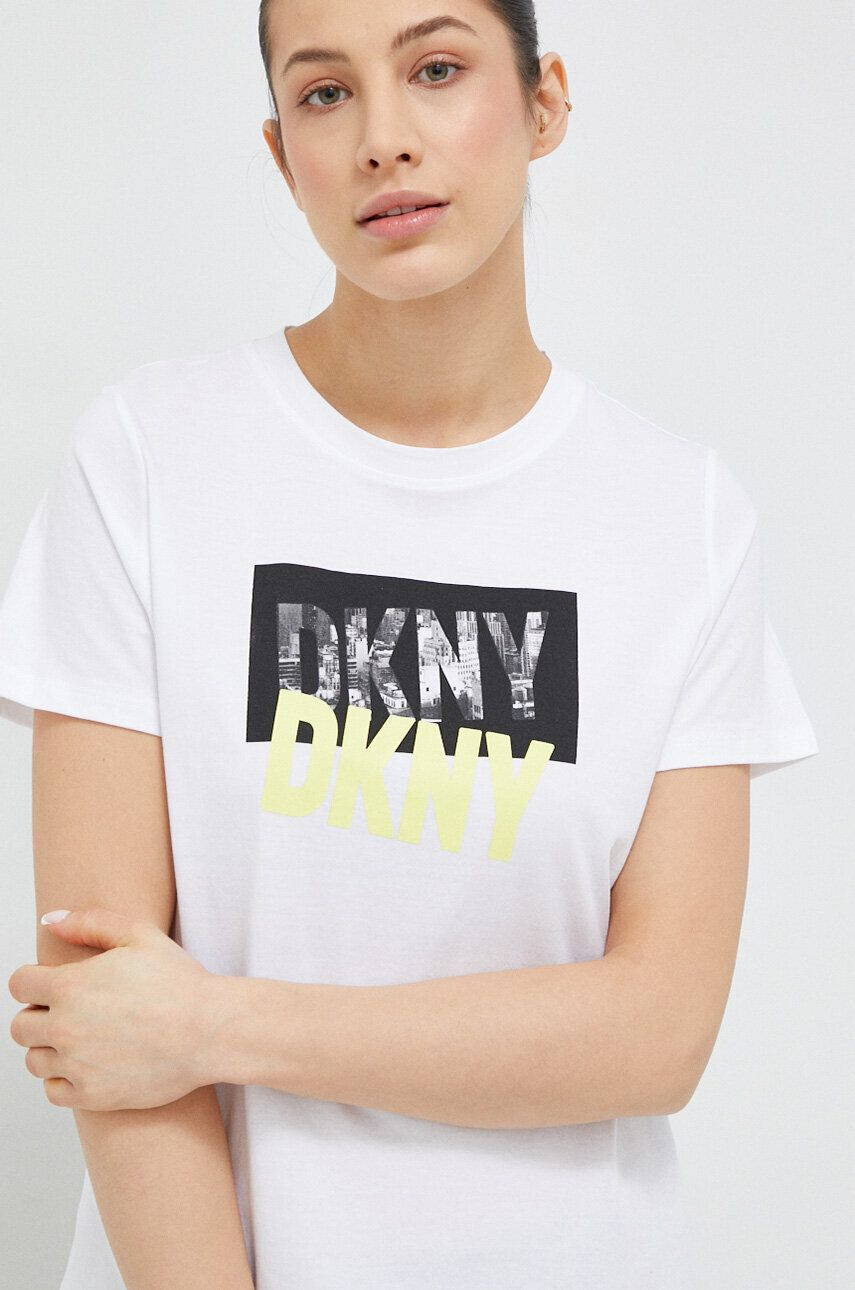 DKNY Памучна тениска в бяло - Pepit.bg