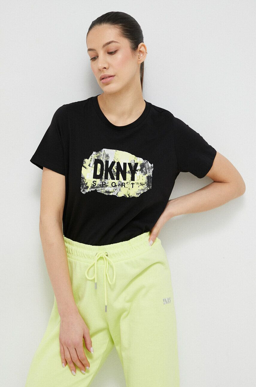 DKNY Памучна тениска в черно - Pepit.bg