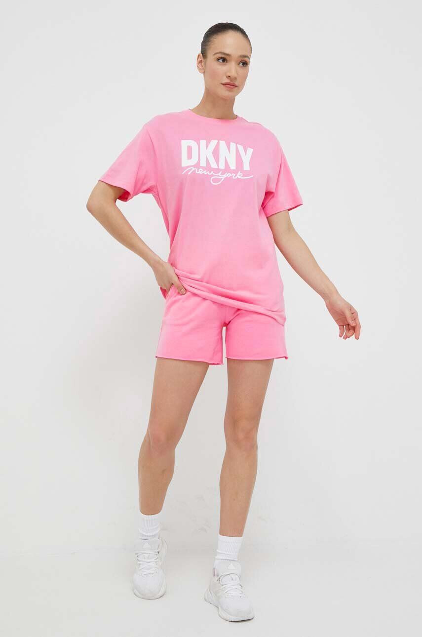 DKNY Памучна тениска в розово - Pepit.bg