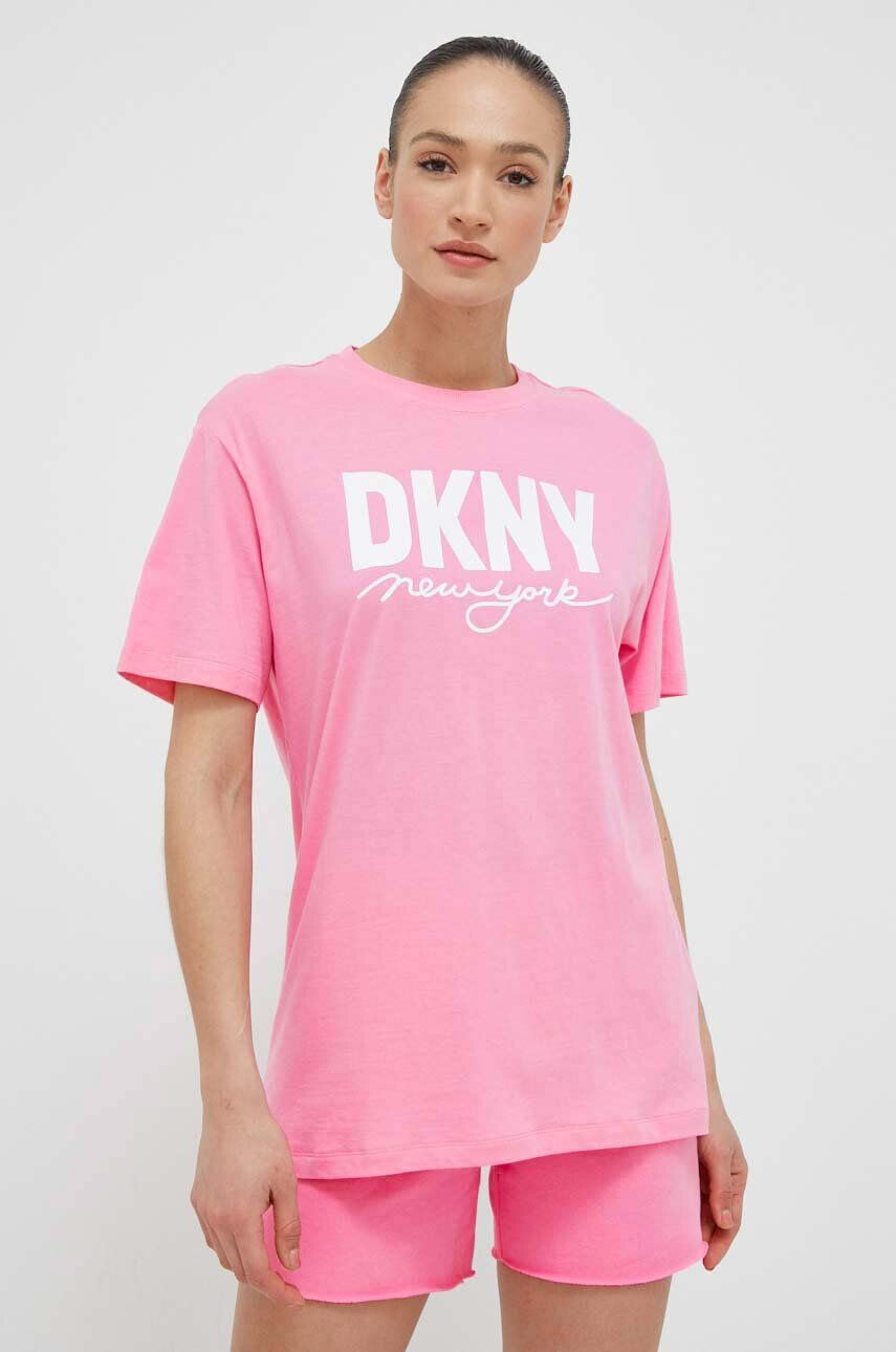 DKNY Памучна тениска в розово - Pepit.bg