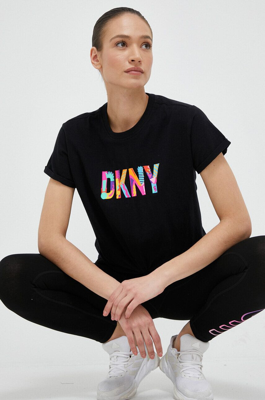 DKNY Памучна тениска в черно - Pepit.bg