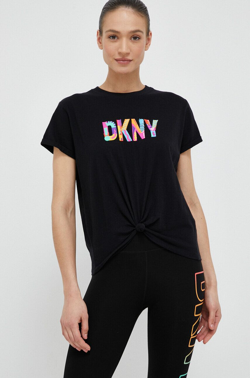 DKNY Памучна тениска в черно - Pepit.bg