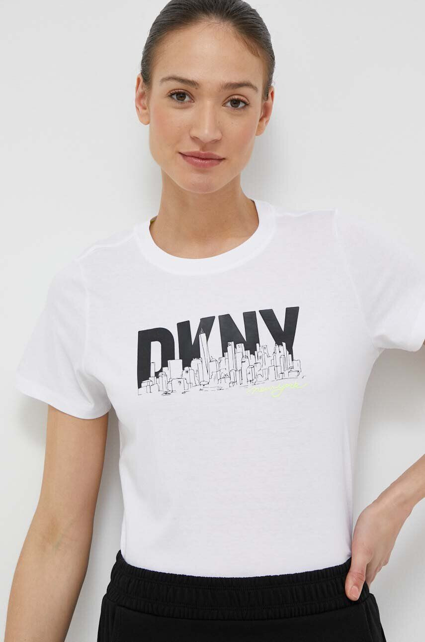 DKNY Памучна тениска в бяло - Pepit.bg