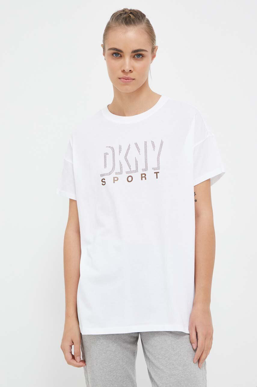 DKNY Памучна тениска в бяло - Pepit.bg