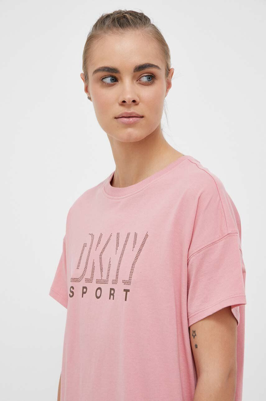 DKNY Памучна тениска в розово - Pepit.bg