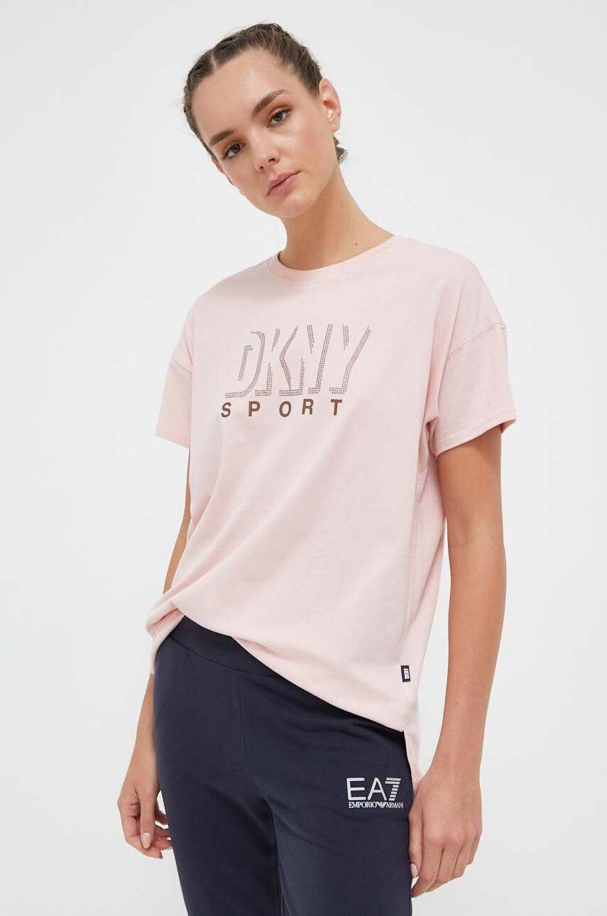 DKNY Памучна тениска в розово - Pepit.bg