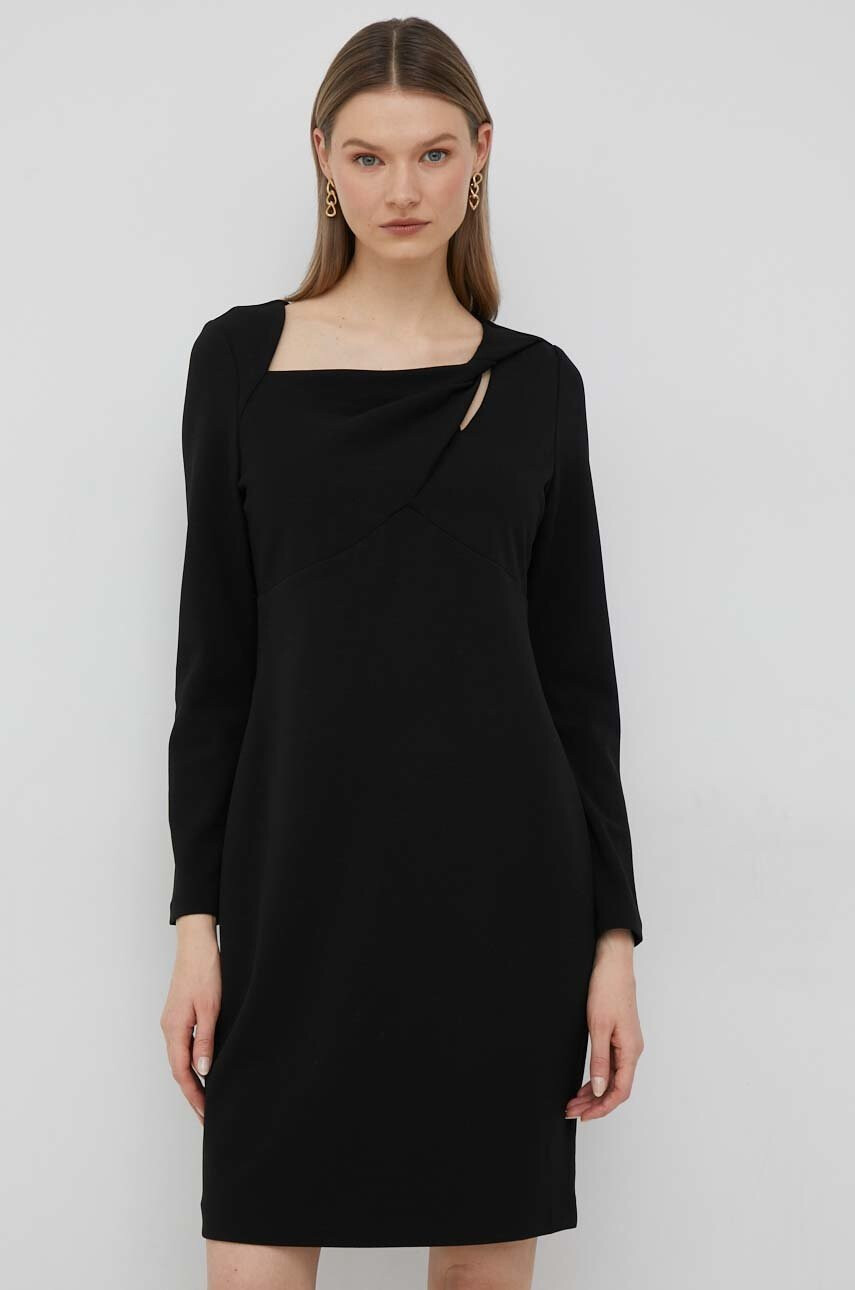 DKNY Рокля в черно среднодълъг модел разкроен модел - Pepit.bg