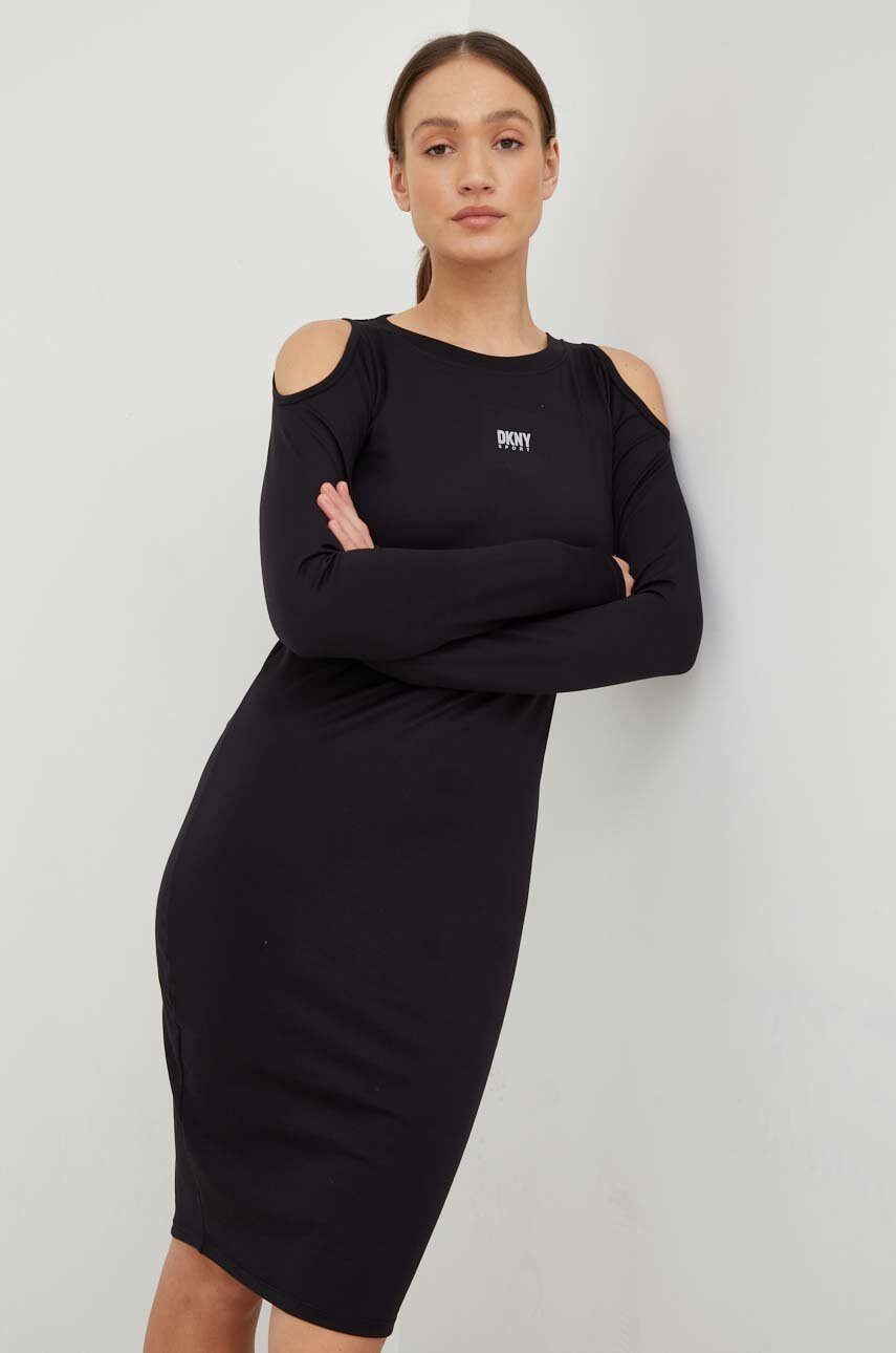 DKNY Рокля в розово среднодълъг модел разкроен модел - Pepit.bg
