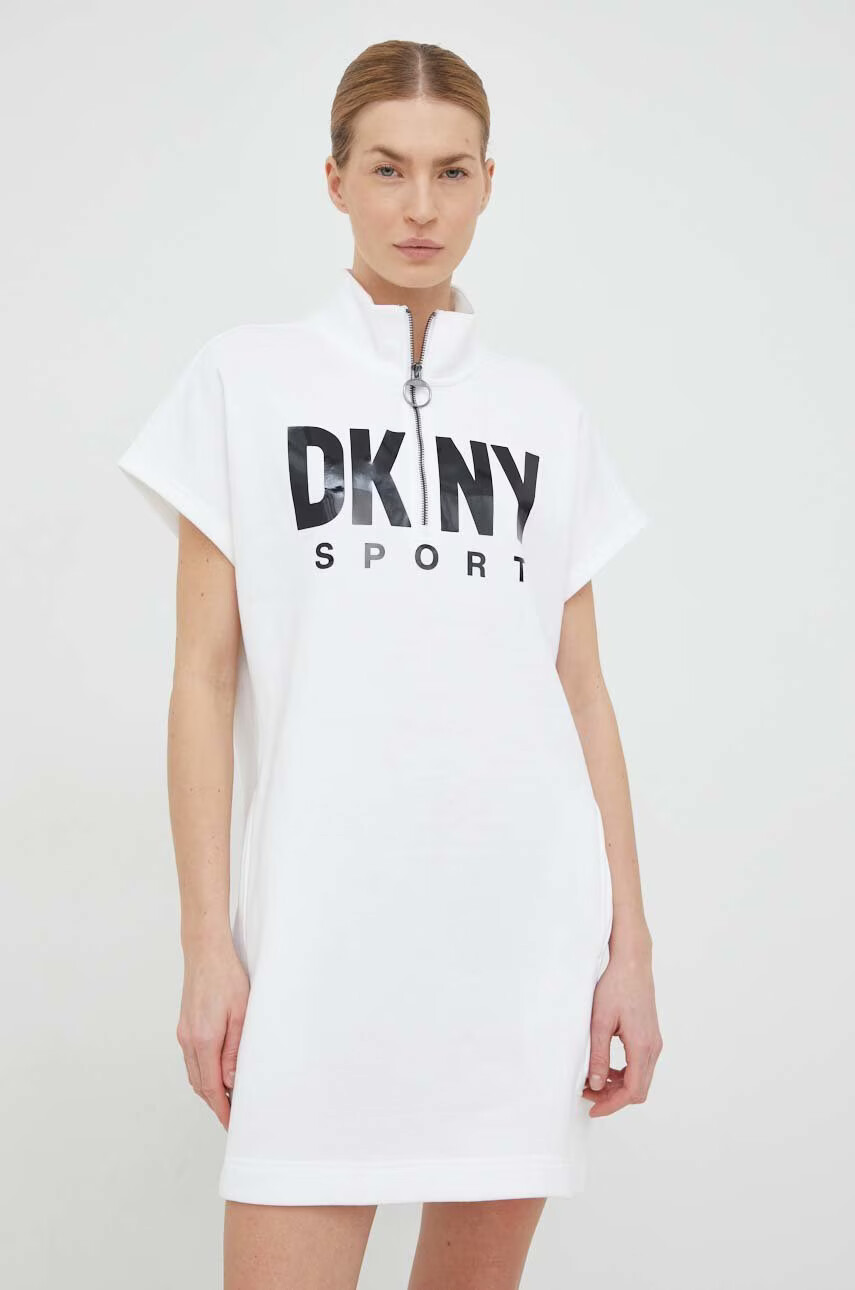 DKNY Рокля в бяло къс модел с уголемена кройка - Pepit.bg
