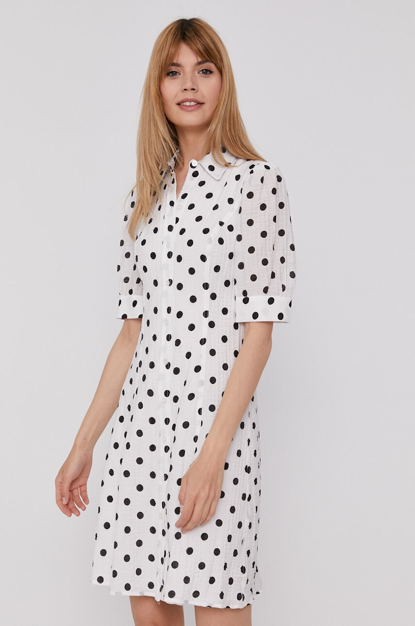 DKNY Рокля в бяло къс модел разкроен модел - Pepit.bg