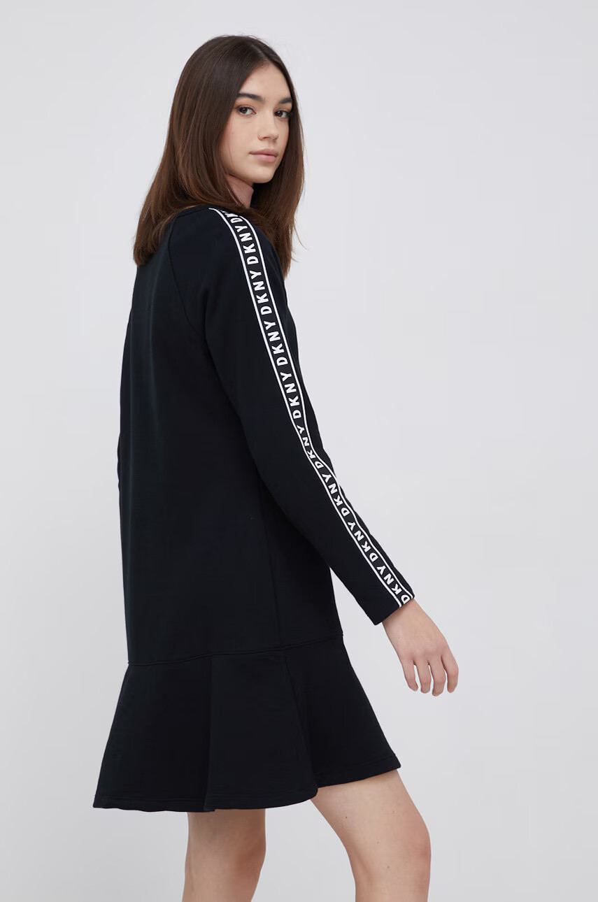 DKNY Рокля в черно къс модел разкроен модел - Pepit.bg
