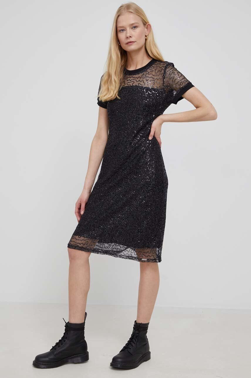 DKNY Рокля в черно къс модел разкроен модел - Pepit.bg