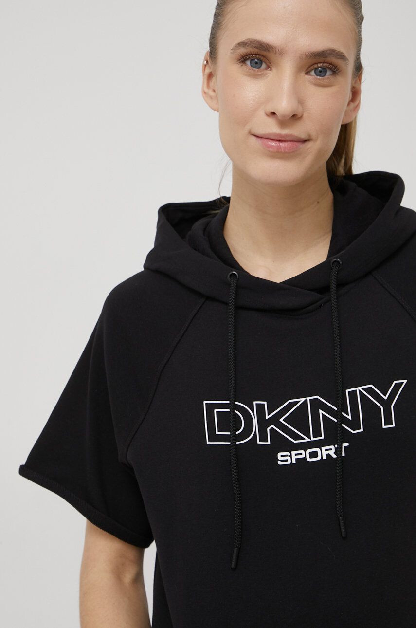 DKNY Рокля в черно къс модел с уголемена кройка - Pepit.bg