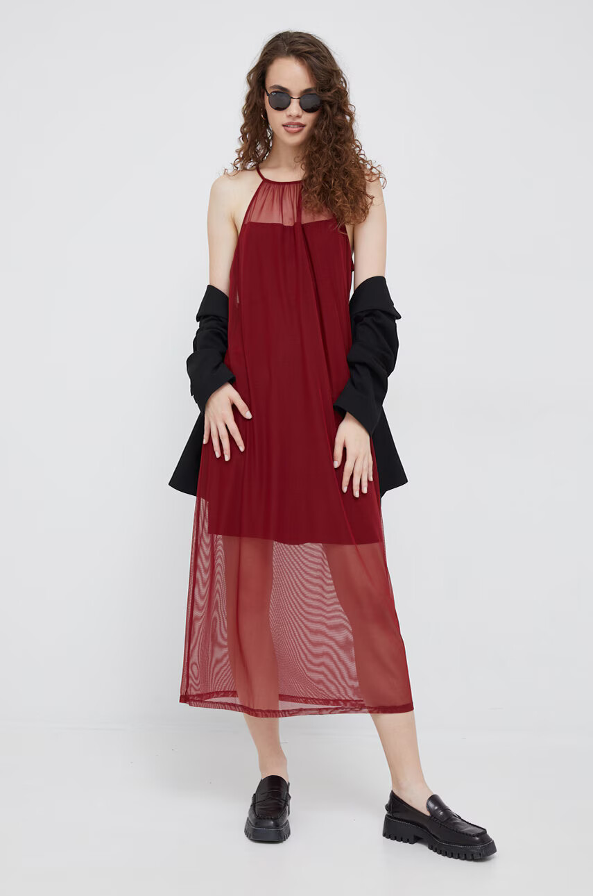 DKNY Рокля в бордо дълъг модел със стандартна кройка - Pepit.bg