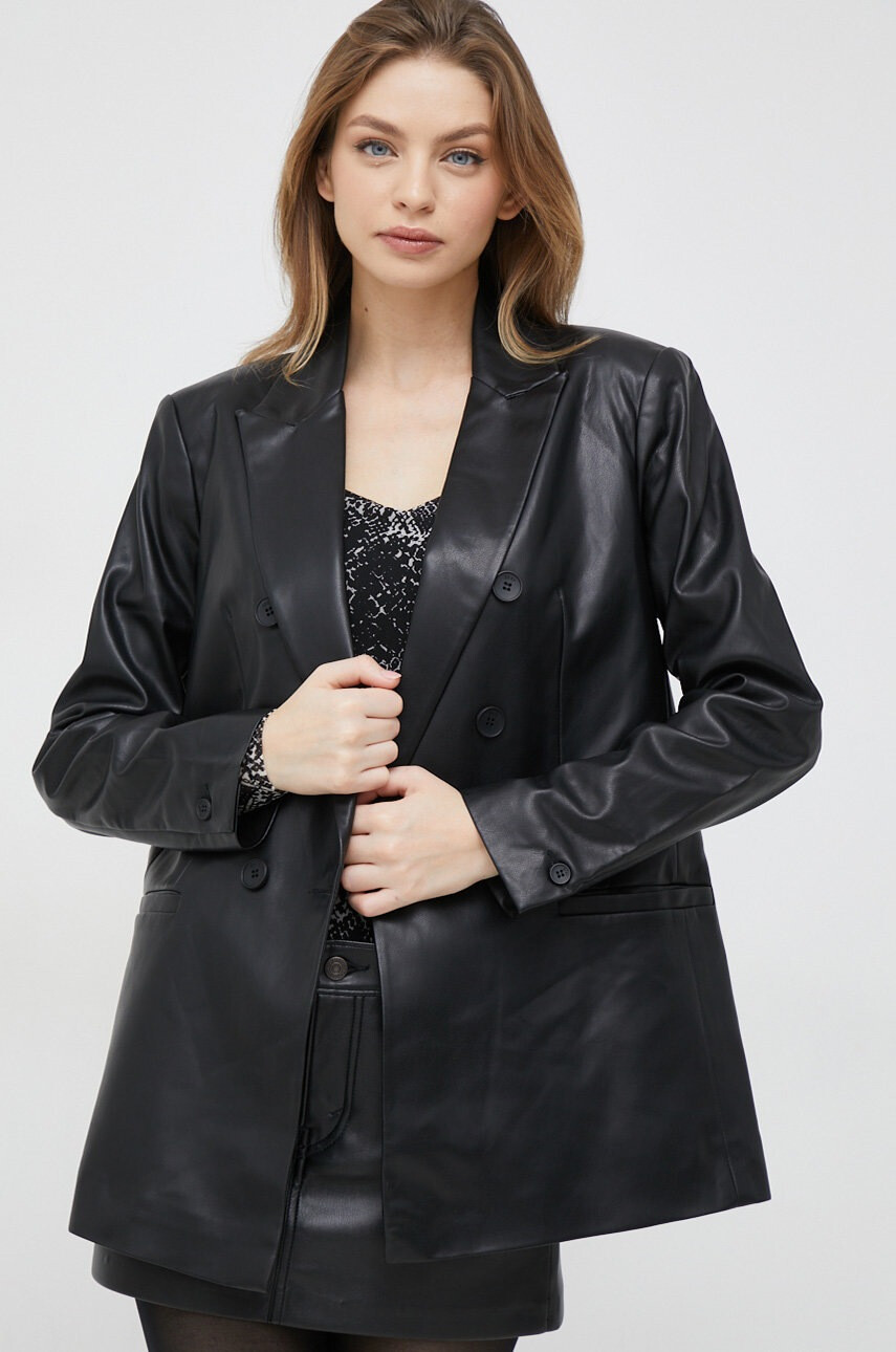 DKNY Сако в черно с двуредно закопчаване с изчистен дизайн - Pepit.bg