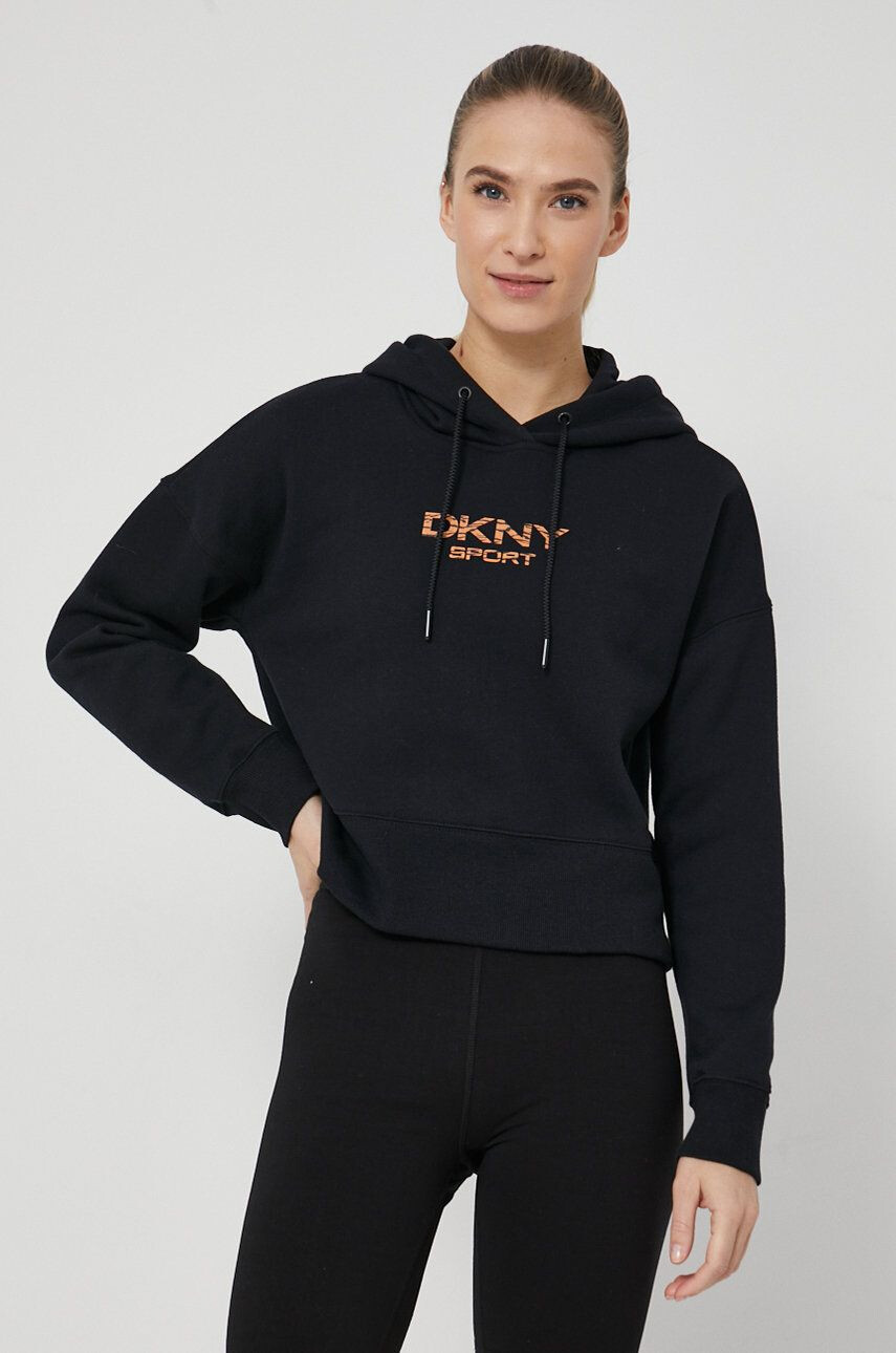 DKNY Суичър дамски в черно с принт - Pepit.bg