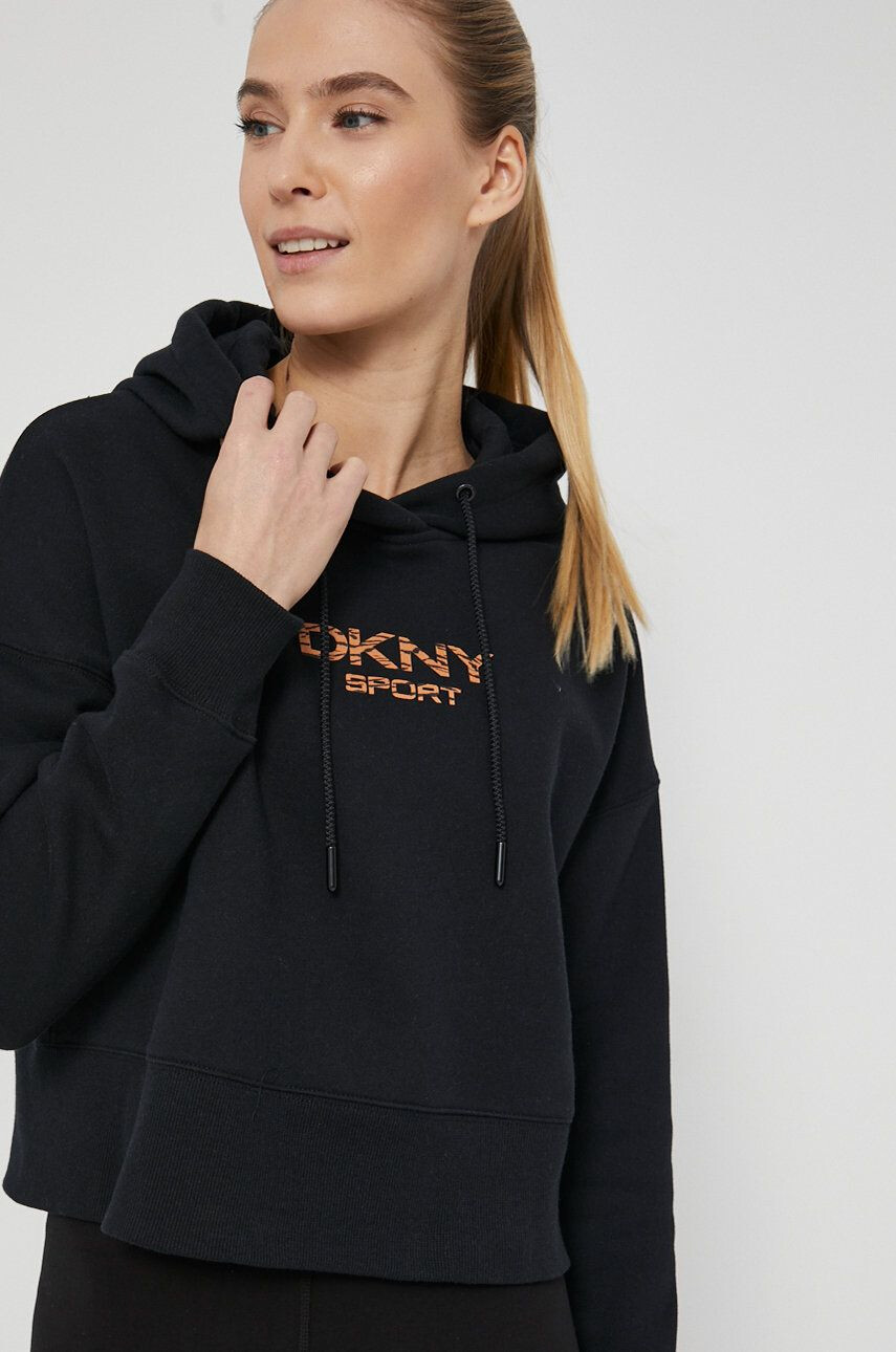 DKNY Суичър дамски в черно с принт - Pepit.bg