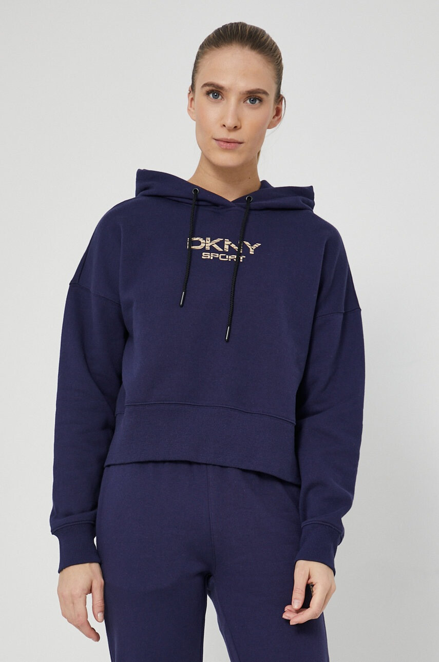 DKNY Суичър дамски в тъмносиньо с принт - Pepit.bg