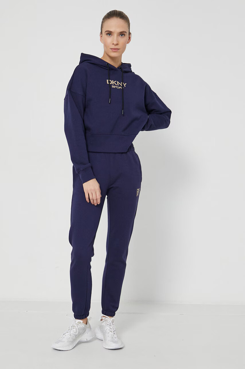 DKNY Суичър дамски в тъмносиньо с принт - Pepit.bg