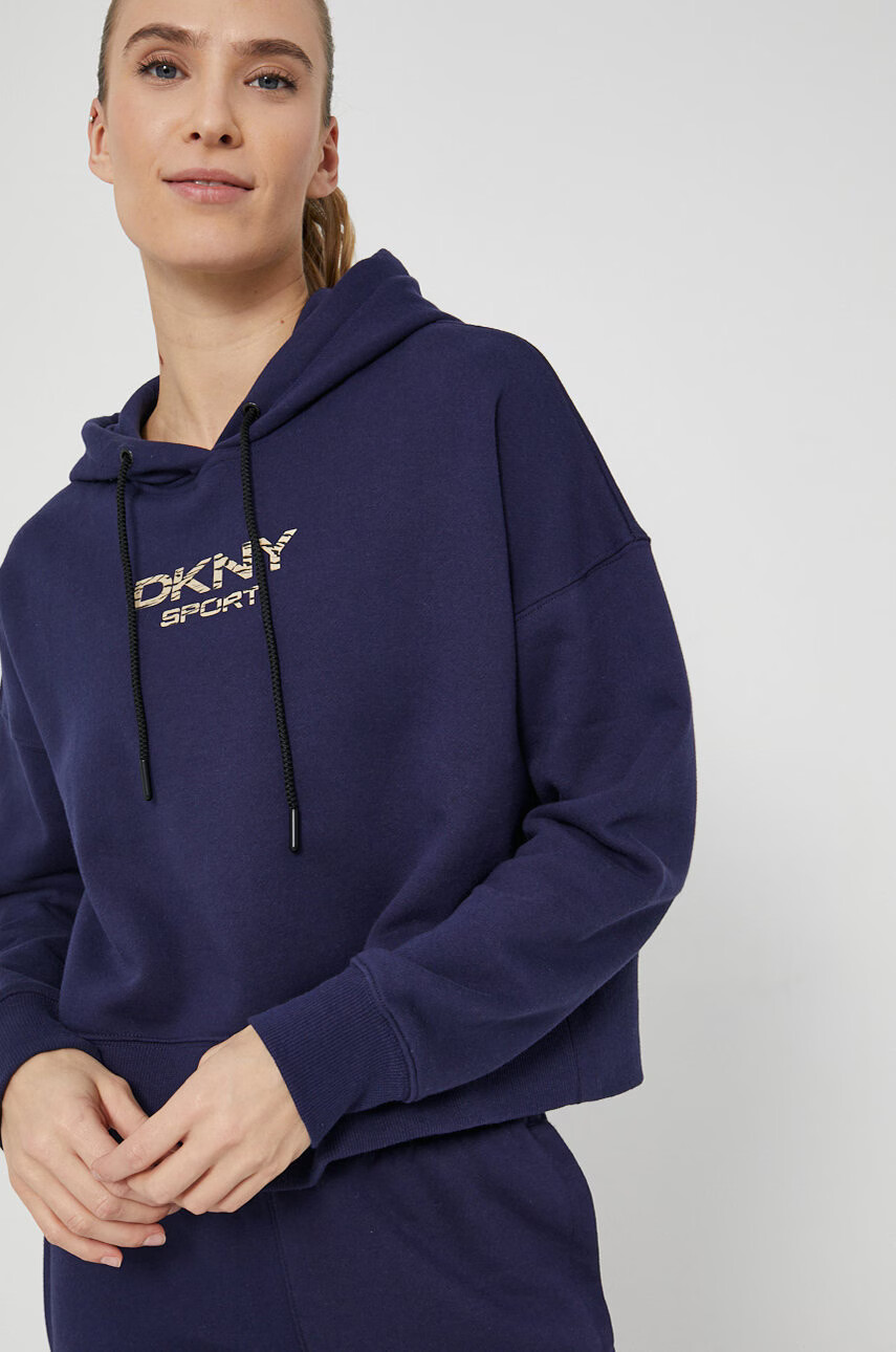 DKNY Суичър дамски в тъмносиньо с принт - Pepit.bg