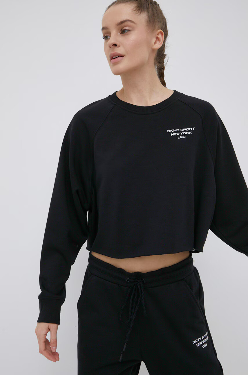 DKNY Суичър дамска в черно с принт - Pepit.bg