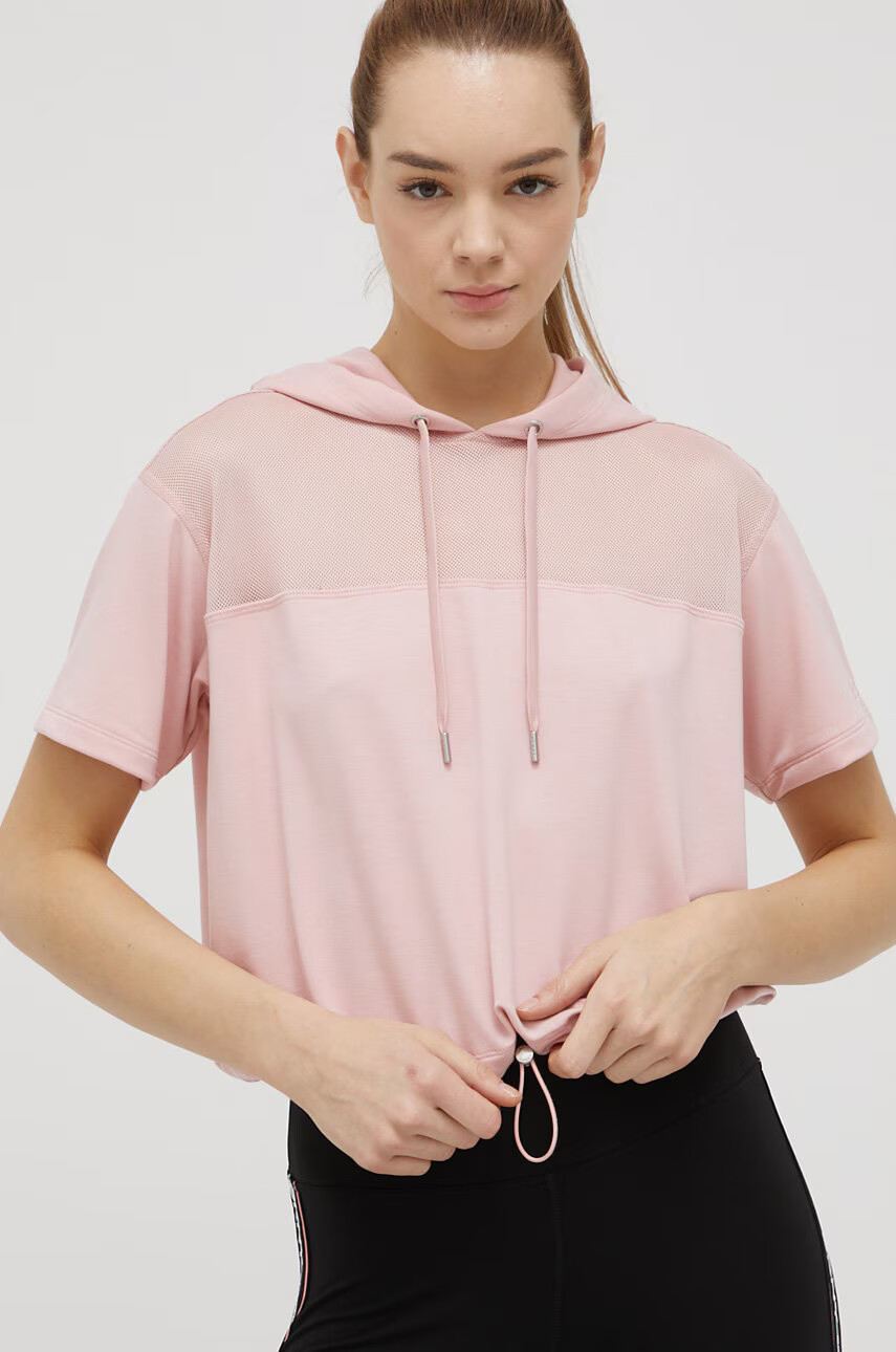 DKNY Суичър дамска в розово с изчистен дизайн - Pepit.bg