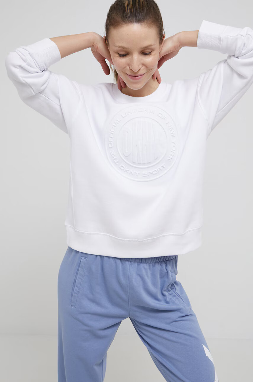 DKNY Суичър дамска в бяло с апликация - Pepit.bg