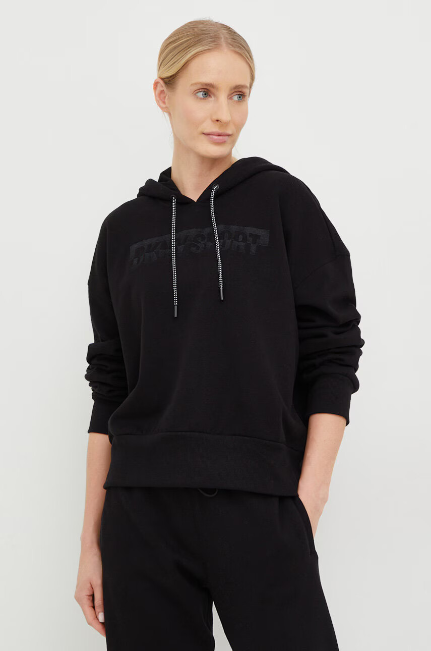 DKNY Суичър в черно с качулка с апликация - Pepit.bg