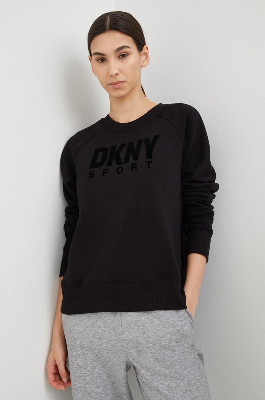 DKNY Суичър в черно с качулка с принт - Pepit.bg