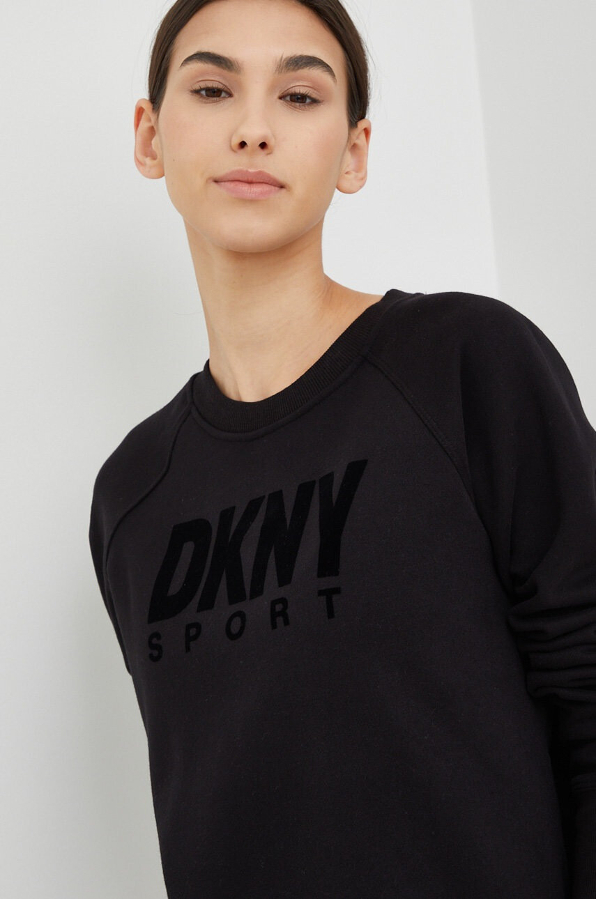 DKNY Суичър в черно с качулка с принт - Pepit.bg