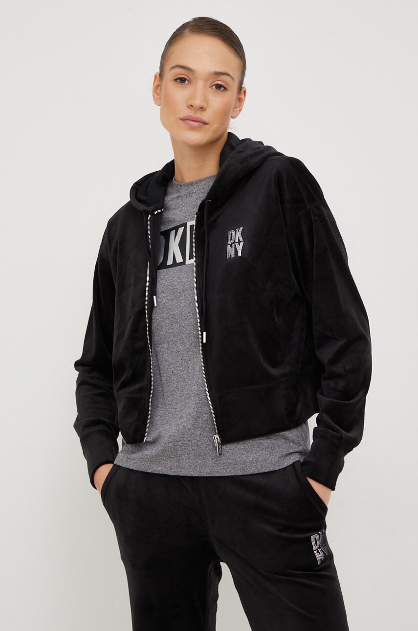 DKNY Суичър в черно с качулка с апликация - Pepit.bg