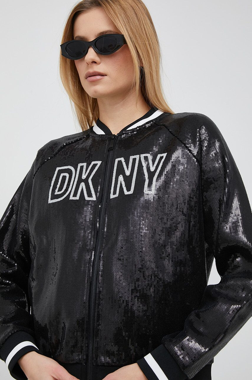 DKNY Суичър в черно с десен - Pepit.bg